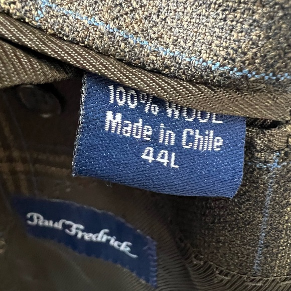 Paul Fredrick Men's 44L Brown Windowpane Plaid Wool 2-Button Blazer Sport Coat - Picture 6 of 6